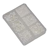 Queenme Mix 6 Sizes 2MM-7MM White Pearls Half Round Flatback Semi Pearls for Crafts Scrapbooking Emb