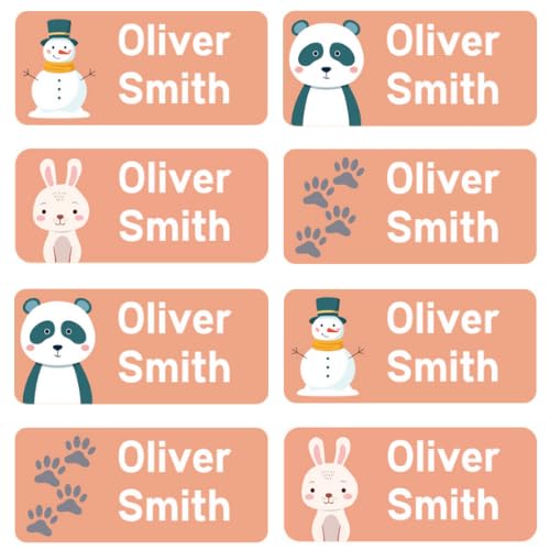 StiKiddo® 120 Premium Personalised Name Labels for Clothes & Items - Ideal for Clothing, Lunch Boxes & Items for Nursery, School & Daycare - No-Iron, Washable Stick-On Tags for Kids - Red Orange
