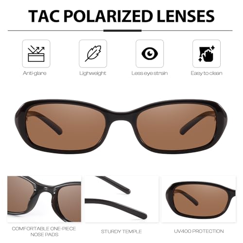 DreamCalf Retro Sunglasses for Women Men Vintage 90s Small Rectangular Sun Glasses Trendy Narrow Shades — view 4