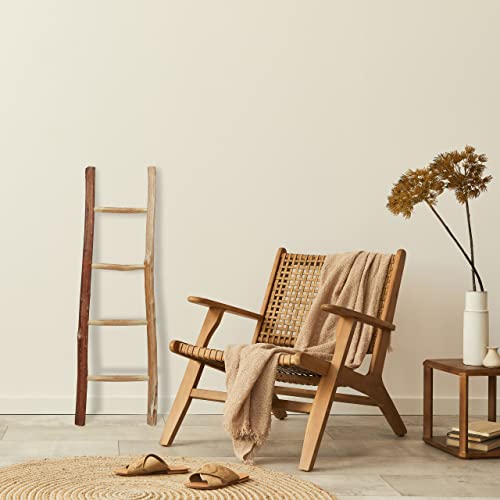 Relaxdays Dekoleiter, 116 cm hoch, Holzleiter Garten, 4 Sprossen, Kastanie, Handarbeit, Handtuch- & Kleiderleiter, Natur
