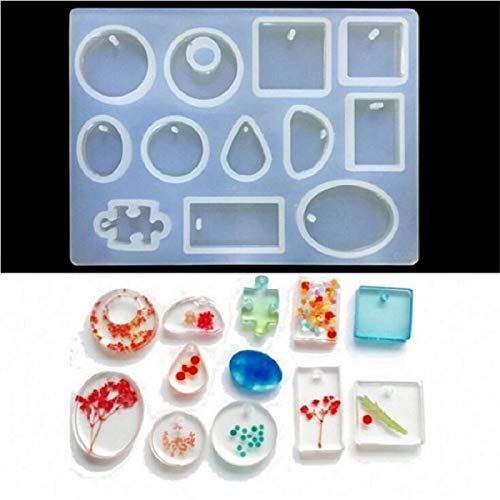 Joyful Home ewelry Casting Mold 12 Designs Cabochon Silicon Mould with Hanging Hole for Resin Jewelry Making DIY Craft