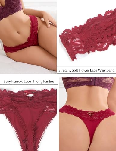 Image of ohyeah Sexy Lace G-String Thongs Panties Low Rise Underwear Undies for Women Cotton Crotch Cheeky Tangas Panties 4-18