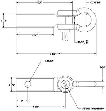 Enhanced Tow Strap Shackle Mount (TSM-125-D) for 1-1/4" Receivers - Made in U.S.A.