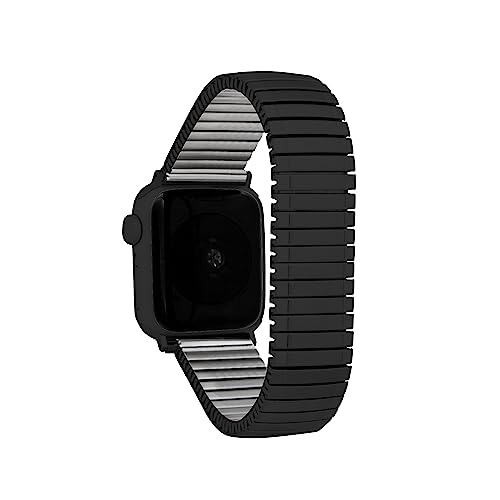 Bandini Stainless Steel Expansion Band for Apple Watch Band 44mm 45mm 42mm 41mm 40mm 38mm Ultra 49mm for Men, Extra Long Stretch Strap for Apple Watch Series 9 8 7 6 5 4 3 2 1 SE & iWatch - Black