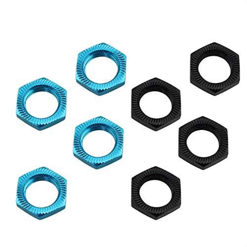 Ruiwaer 8PCS 17mm Thread Aluminum RC Wheel Nuts Aluminum Alloy Wheel Hex Hub Nuts, 4PCS Blue 4PCS...