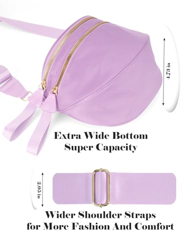 Image of Pure Colour Crossbody Bag Bum Bag for Women,Spacious Purse Fanny Packs Belt Bag,Oversized Bum Bag (Colour Bum Bag-Light Purple)