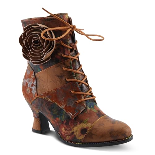 Spring Step L'Artiste Roselia-Flow Heeled Booties | Baroque-Inspired Leather Lace-Up Boots with 3D Rose Accent2