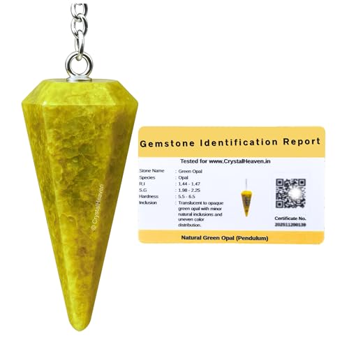Image of Green Opal Pendulum Dowsing Tool - Natural Crystal Pendulum for Spiritual Guidance - Premium Dowser Pendulum for Accurate Divination and Energy Healing - Perfect for Energy Healing and Chakra Balancing - Handcrafted with Precision and Elegance
