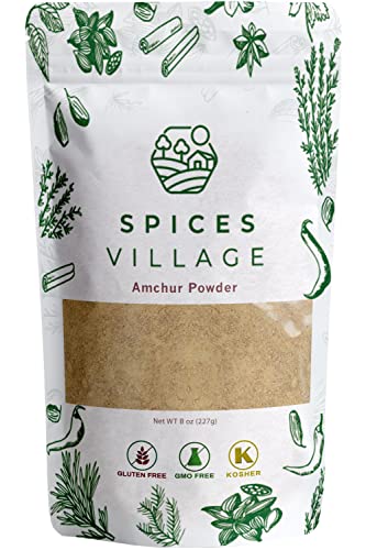 SPICES VILLAGE Dried African Mango Powder [8 oz] - Amchur Powder, Natural Indian Amchoor Spice for Chutneys, Soups, Marinades – Kosher, Vegan, Gluten Free, Non GMO, Resealable Bulk Bag
