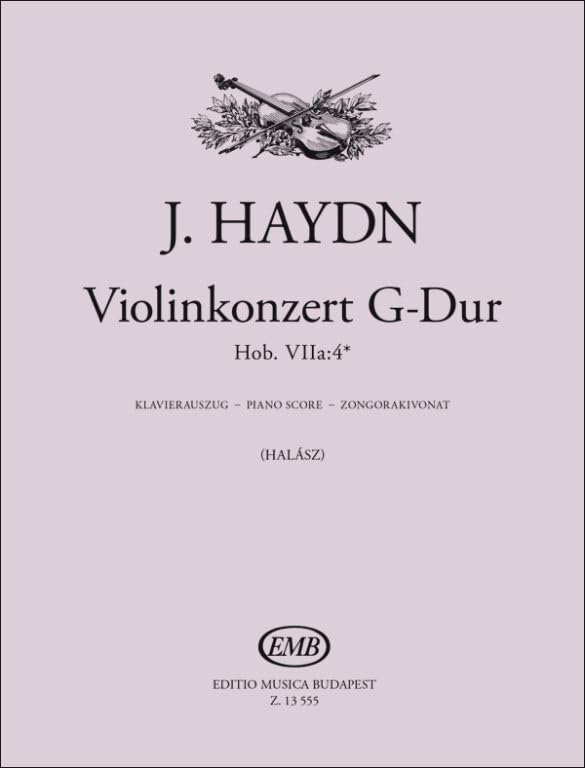 Franz Joseph Haydn-Violinkoncert G-Dur, Hob. VIIa: 4 violines y libro de piano.