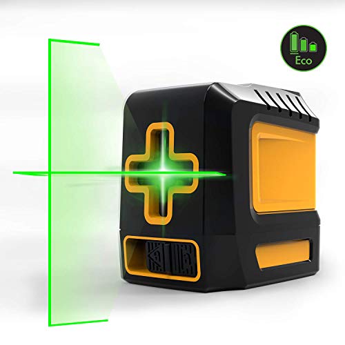 Preisvergleich Produktbild Kreuzlinienlaser Grün Selbstnivellierend, KAIWEETS Rotationslaser (Arbeitsbereich: 30 m, Genauigkeit: ± 0,3 mm / m, Arbeitszeit bis 16 St, in Schutztasche, mit Halterung und Zieltafel, IP54)