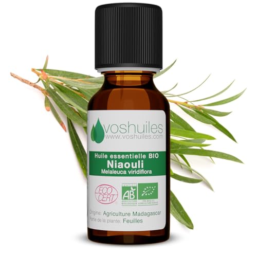 VOSHUILES - Huile Essentielle Niaouli 20ml - 100% Pure et Naturelle - BIO - HEBBD et ECOCERT - Nombreuses Vertus et Applications - Parfait pour Aromathérapie...