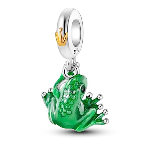 Dije de rana de plata 925 con esmalte verde: Regalo ideal para pulsera