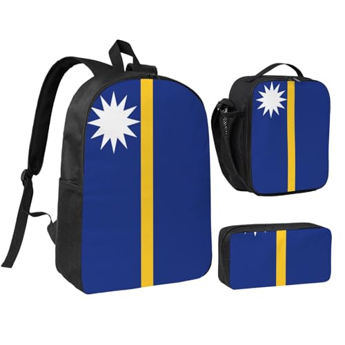 Sac à dos imprimé drapeau Nauru léger et kit scolaire 3 pièces EdWal