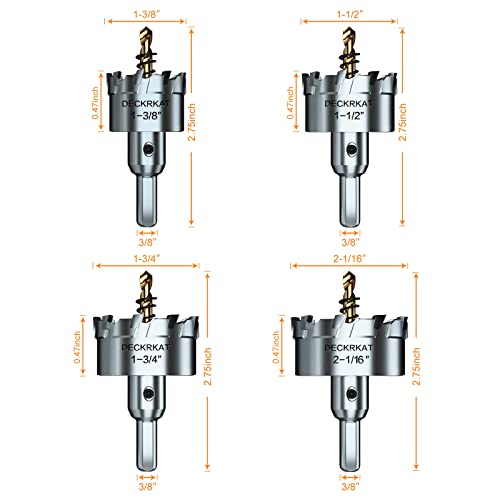 10 Pcs Hole Saw Kit, Tungsten Carbide Tipped Hole Saw Drill Bit Set Size 5/8” To 2-1/16” Heavy Duty For Steel Metal Plastic, 3/8” Shank, With Extra Center Bits, Hex Keys And Storage Cases #TOP2