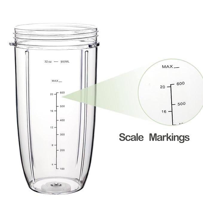 Image of Large Replacement Cup (950ml / 32 oz) for Nutri Bullet 600W & 900W Blenders - Big Jar Only (No Blade Assembly) - BPA Free - Kaus Kitchen