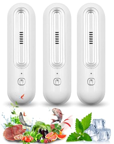 Ozoori Fridge Deodorizer Odor Eliminator Powerful Odor Eliminator & Freshness Preserver For Refrigerator Compact & Rechargeable No Filters Needed Extends Food Freshness & Reduces Waste (3)