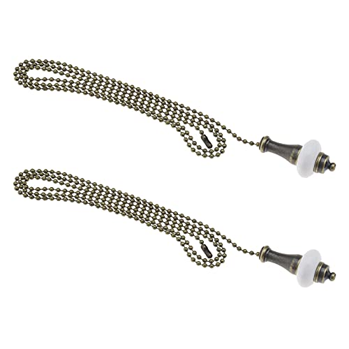eMagTech 2 pezzi bronzo acciaio inox lampadario interruttore prolunga catena in acciaio inox 1 metro manico in ceramica bianca 51,8 mm, diametro 26 mm