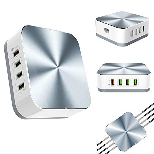 Therm La Mode Chargeur USB Secteur Adapteur, Quick Charge QC 3.0 Chargeur, 50W, 7 Ports, Chargeur Mural Malti-Port pour iPhone XS/XR/XS Max, Galaxy S9, éclairage LED, Cordon d'alimentation de 150 cm