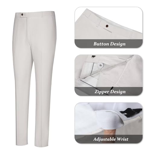 Image of Men's Linen Suit 2 Piece Slim Fit Summer Beach Wedding Prom Party | Breathable,Linen Blazer Suit Set,for Beach Weddings,Groom Wear,Prom and Outdoor Parties,Business Casual,Vacation Daily Wear