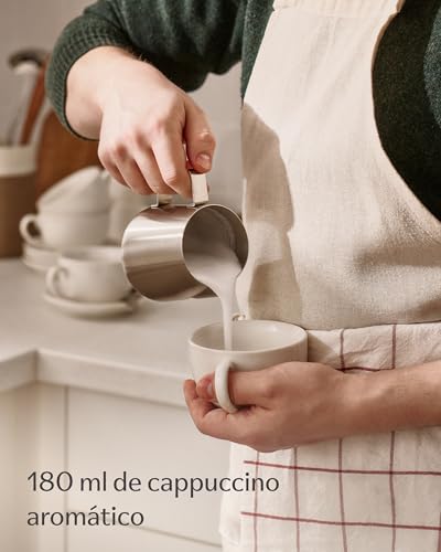 Miniatura 3 de Cosumy 6 Tazas De Capuchino De Ceramica Blanca - Con Platos - 180ml - Con Caja De Regalo - Aptas Para Lavavajillas Y Microondas