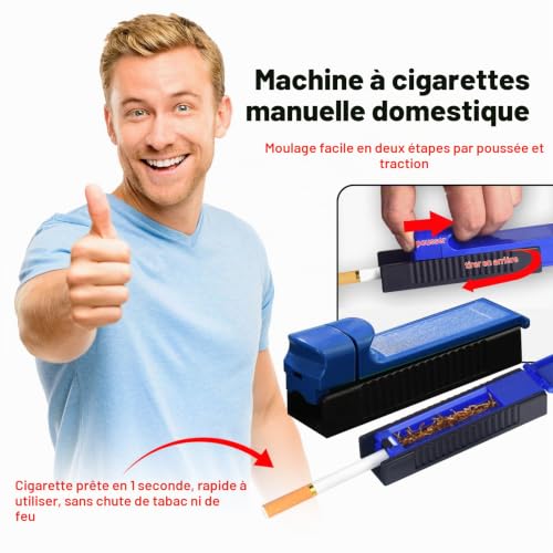 Lot De 3 Tubeuse Cigarette,Machine A Tuber,Machine A Tuber Les Cigarettes,Tubeuse Gizeh, Pour Tubes De 8 Mm - Vert, Bleu Et Noir – vue 3