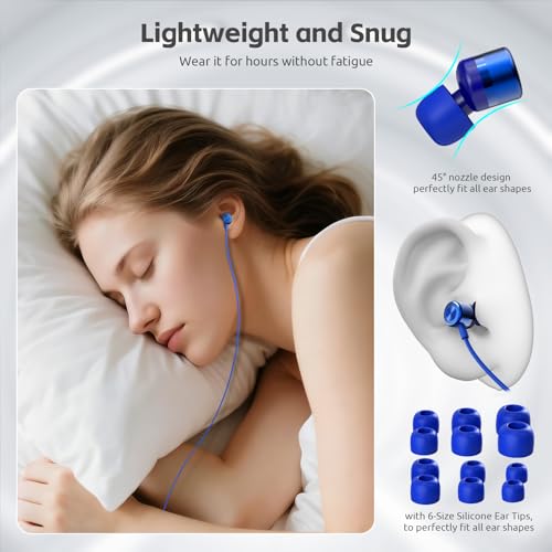 Image of MORMOQUE EP-06 Wired Earbuds in-Ear Earphones,Build-in Microphone Noise Isolating Headphones,3.5mm Jack 4.9ft Long Cord Ear Buds,HD Bass Audio,with 6 Ear Tips,for Smartphones /Laptop /Computer Etc-Blue