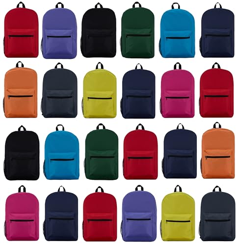 Yacht & Smith Wholesale 24 Packs Backpacks Colorful, Bulk 17 inch Lightweight Outdoor Travel Gym Corporate Events Bag