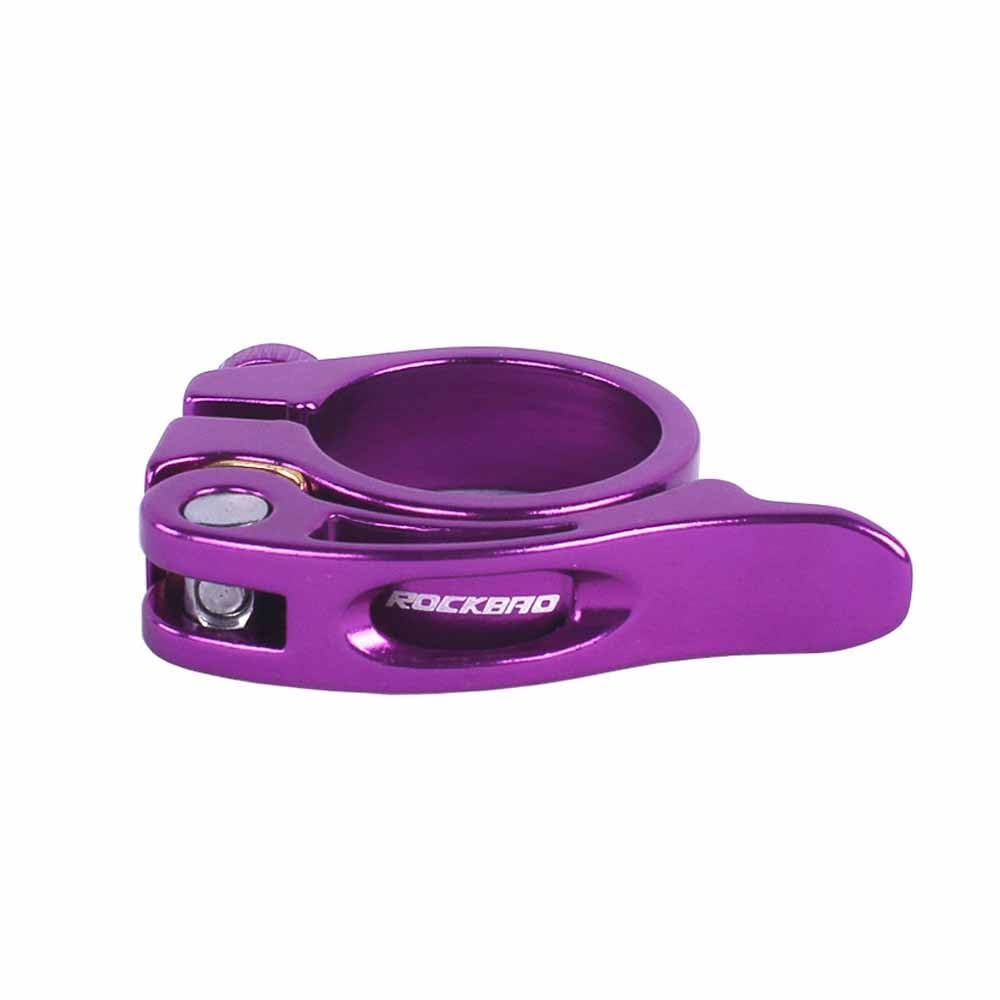 BSFHQS Bike Seatpost Clamp 28.6/31.8/34.9mm Aluminum Tube Quick Release for 25.4mm/27.2-28.6mm/30.4-31.6mm Mountain Road Seat Tube Clip(Purple,28.6mm)