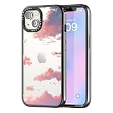 ivencase for iPhone 13/14 Case for Women with Cute Flower Design, Raised Camera Edge Protective, Hard Acrylic and TPU Bumper Shockproof Case Cover for iPhone 13/14 6.1' - Purple Clouds A