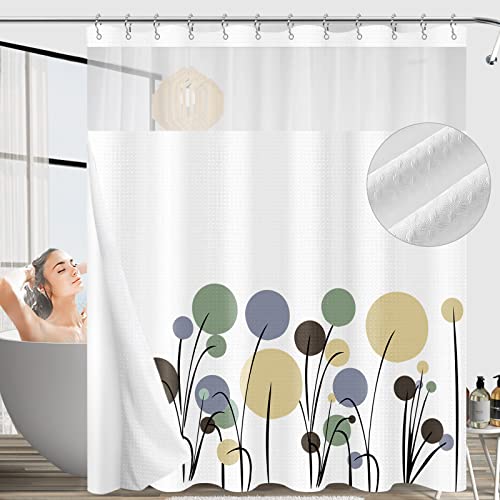 Shower Curtain Set with Snap-in Fabric Liner, Heavyweight Waffle Weave Bathroom Shower Curtains Hotel Style with See Through Top Window, 12 Metal Hooks, Waterproof & Machine Washable(72"x72", Circle) Shower Curtain Set with Snap-in Fabric Liner, Heavyweight Waffle Weave Bathroom Shower Curtains Hotel Style with See Through Top Window, 12 Metal Hooks, Waterproof & Machine Washable(72"x72", Circle)