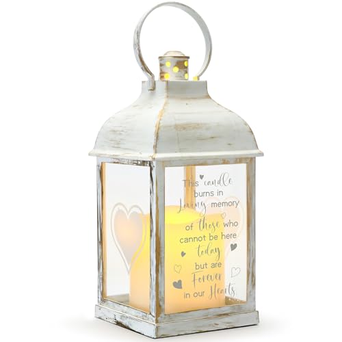 Kittmip Memorial Lantern Sympathy Gifts for Loss of Loved One Bereavement Gift Candle Lights Memory Lamp with LED Candle for Funeral Remembrance or Condolences
