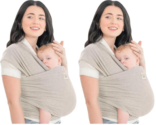 Image of KeaBabies Baby Wrap Carrier - All in 1 Original Baby Carrier Newborn to Toddler Sling, Easy to Wear, Hands Free Bonding, Lightweight, Breathable Infant Wraps (Stone Gray) (Pack of 2)