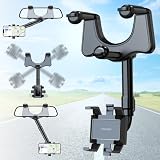 Rearview Mirror Phone Holder for Car,Adjustable Car Rearview Mirror Phone Holder 2024 Upgraded 360° Rotatable and Retractable Car Phone Holder Mount Car Rear View Mirror Cell Phone Holder Clip