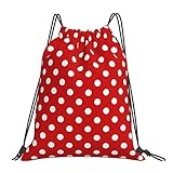 MRYUMI Red And White Polka Dot Drawstring Backpack Waterproof Sackpack String Bag For Gym Sport Travel Yoga Dance