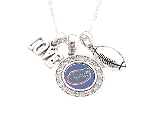 Sports Accessory Store Florida Gators UF Multi Charm Love Football Blue Necklace Jewelry