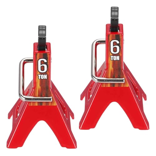 MECCANIXITY RC Car Jack Stands 1/10 RC Scale Jack Toy Stands 6 Ton Metal Toy Accessories Decoration Simulation for SCX10 D90 CC01 Rc Truck Crawler Car, Red, 2 Pcs