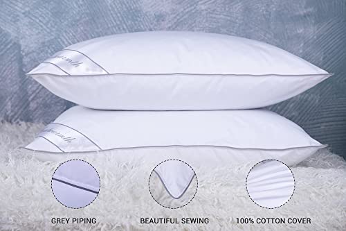 Eastwarmth Goose Feather Down Bed Pillow For Sleeping 2 Pack,Hotel Collection Pillows Set Of 2 Standard Size Gussted White #TOP1