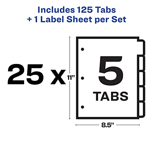 Image of Avery Index Maker Clear Label Dividers, 5-Tab, White, 150 Sets | For Organizing Binders and Reports, Paper Dividers, Easy Apply Label Strip, Tear-Resistant Reinforced Tabs and Edges