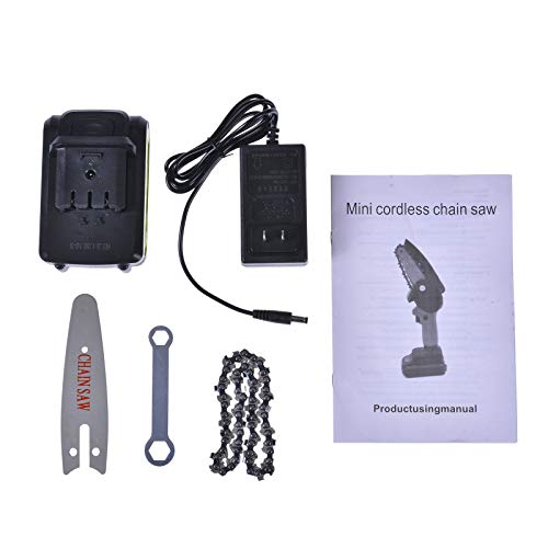 DHQH Mini Chainsaw 4-Inch Cordless Power Chain Saws, Portable Electric Chainsaw, Pruning Shears Chainsaw for Courtyard Tree Branch Wood Cutting -Black