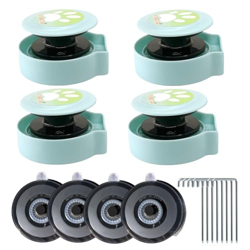4 Pulley Accessories Sets Includes 4 Non-Motorized Wheels, 4 Washable & Reusable Suction Cups, and 8 Ground Stakes.Indoor and Outdoor Use Pulley Set for Cat Lure Course for Dogs Kits Dog Chase Toy