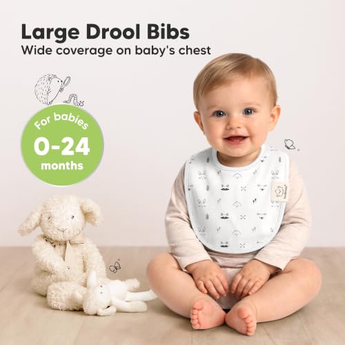 Image of KeaBabies 8-Pack Organic Baby Bibs for Drooling and Teething (Nordic) | Soft Cotton Bibs for Baby Girl, Boy, Extra Absorbent, Easy to Clean & Put On, Toddler, Newborn, Infant 0-24 Months