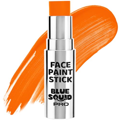 Blue Squid PRO Orange Face Paint Stick - Waterproof Body Paint for Adults & Kids Eye Black Baseball Softball - Vegan Hypoallergenic Twist-Up Non-Toxic Makeup Stick for Cosplay Sports & SFX