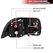 4 DOOR - RED AND CLEAR TAIL LIGHTS Made for and Compatible with 96-98 HONDA CIVIC