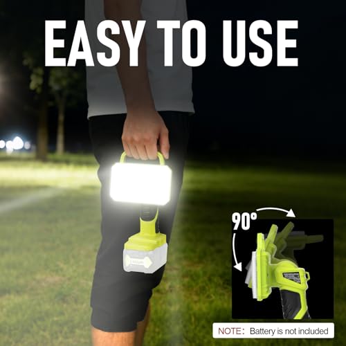 Image of Cordless LED Work Light for Ryobi 20V Battery, 2000LM Portable Handheld Flashlights Tool with USB Port and 3 Brightness Modes for Camping, Fishing, Job Site, Indoor & Outdoor Use