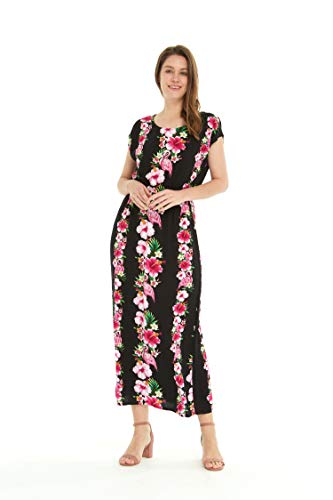 Image of Hawaii Hangover Women's Hawaiian Cap Sleeve Maxi Dress Signature Prints