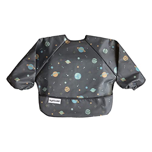 Image of Tiny Twinkle Mess Proof Baby Bib,Waterproof Smock Baby Bib for Eating,Machine Washable Long Sleeve Bib,Baby Led Weaning,Toddler Bib,BLW Supplies(Space, Small 6-24 Months)