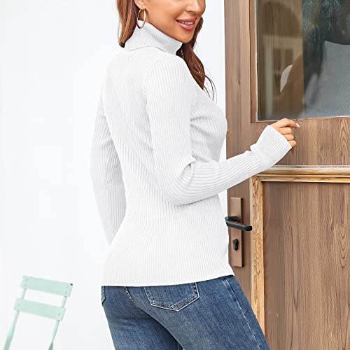 Image of Rocorose Women's Ribbed Turtleneck Sweater Long Sleeve Knitted Solid Pullover