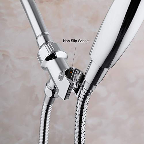 Universal Shower Head Holder for Hand Held Showerheads, Adjustable Shower Arm Mount Bracket with Brass Pivot Ball, Shower Head Support - Chrome - Thumbnail 2