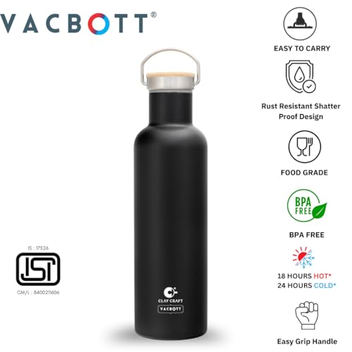 Image of Clay Craft Vacbott Melissa Double Walled|18 Hours Hot and 24 Hours Cold Water Bottle Vacuum Insulated Flask Bottle|1 Pcs, 860ml Bottle for Gym|Travelling|BPA-Free|BIS Certified|1Year Limited Warranty